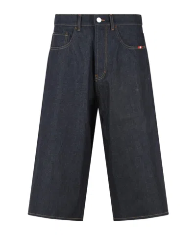 Amish Huge Denim Bermuda Shorts In Black