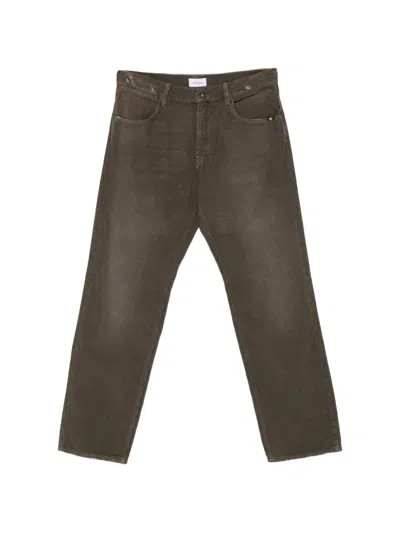Amish James Faded Corduroy Straight Trousers In Brown