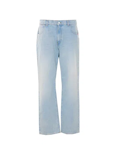 Amish James Logo Wide Jeans In Gold