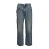 Amish James Real Worn Blue Cotton Jeans In Blue