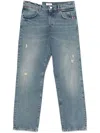 Amish James Ripped Cotton Jeans In Blue