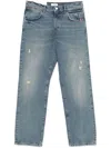 Amish James Ripped Cotton Jeans In Blue