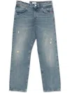 Amish James Ripped Cotton Jeans In Blue