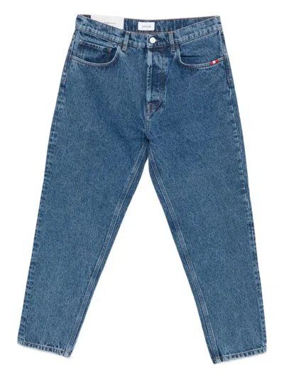 Amish Five-pockets Styling Straight-leg Jeans In Blue