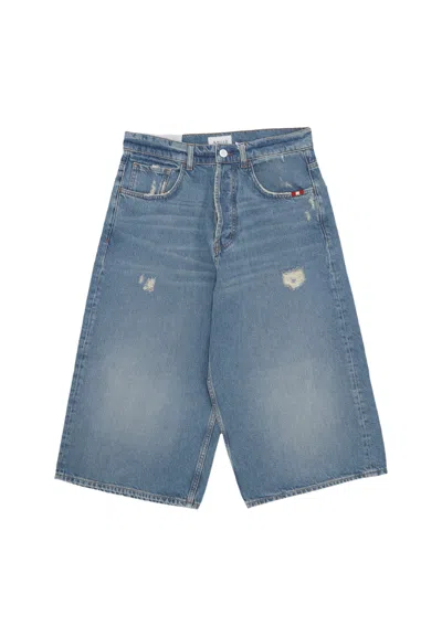 Amish Jeans Corto Uomo Huge Denver Bermuda Light Denim In Blue