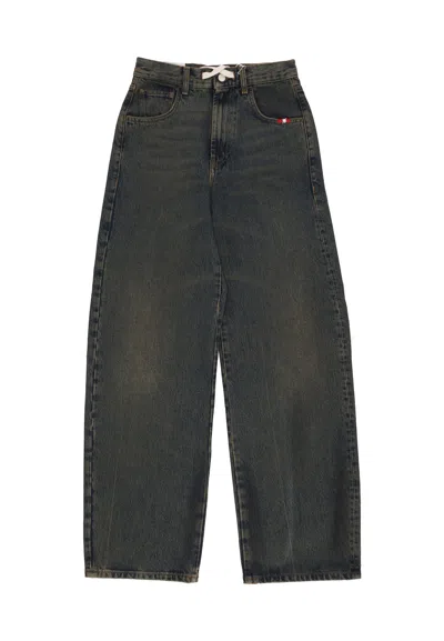 Amish Jeans Woman W Danielle Denim Green Dirty In Black