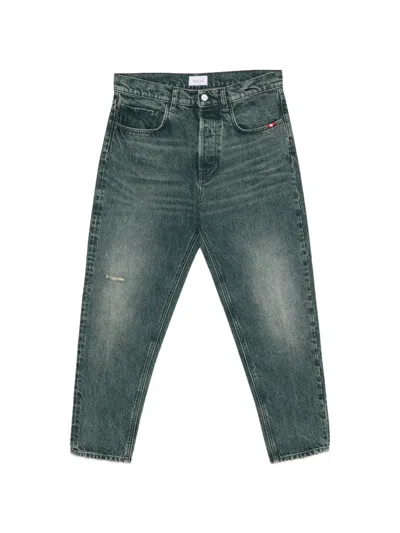 Amish Jeremiah Washed Distressed Straight-leg Jeans In Blue