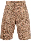 Amish Leopard-print Denim Shorts In Brown