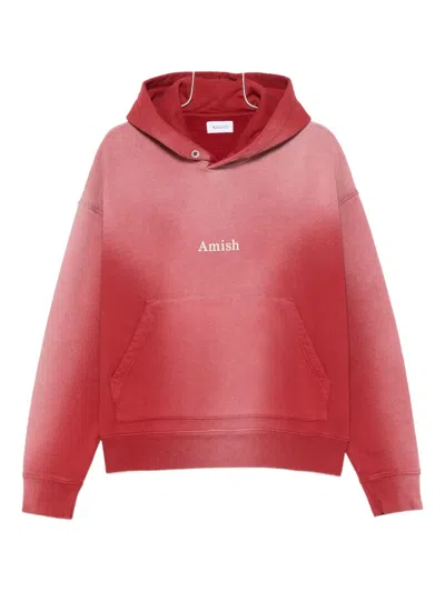 AMISH LOGO-PRINT OMBRE-EFFECT HOODIE