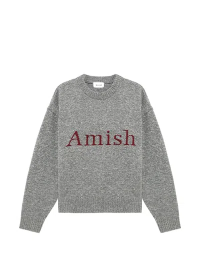 Amish Logo-intarsia Drop-shoulder Sweater In Multi
