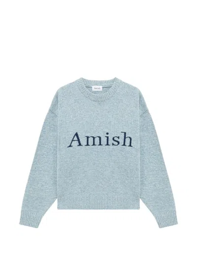 Amish Logo-jacquard Sweater In 블루