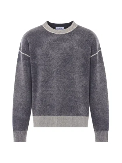 Amish Logo-patch Crew-neck Sweater In Blue