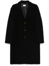 Amish Long Black Tailored Coat With Notched Lapel And Button Closure In Black