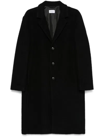 AMISH LONG BLACK TAILORED COAT WITH NOTCHED LAPEL AND BUTTON CLOSURE