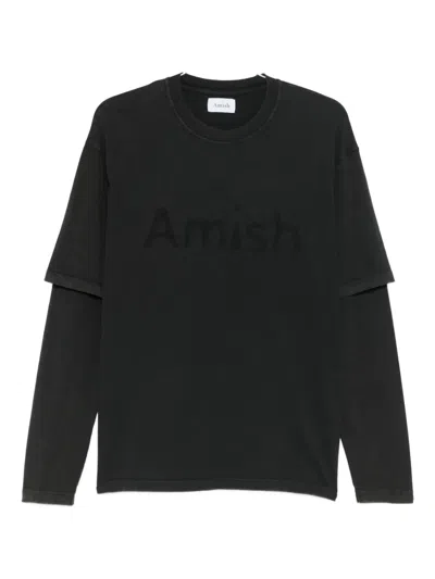Amish Long-sleeve Logo T-shirt In Black