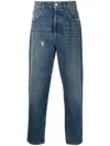 Amish Low-rise Cotton Tapered Jeans In Blue
