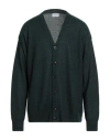 Amish Man Cardigan Dark Green Size Xl Acrylic, Mohair Wool, Polyamide In Green