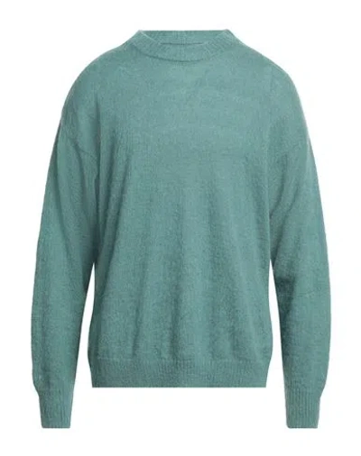 Amish Man Sweater Turquoise Size L Acrylic, Mohair Wool, Polyamide In Blue