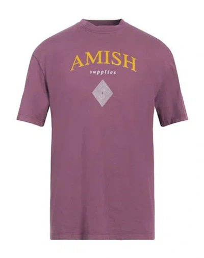 Amish Man T-shirt Mauve Size L Cotton In Purple