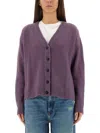 Amish Melange Crop Cardigan In Blue