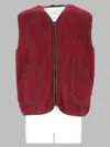 Amish Bordeaux Plush Textured Vest In Red