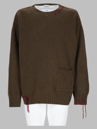 Amish Men's Pullover Sweater With Chest Pocket In Military Green