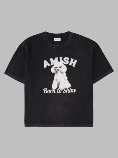 Amish Minimal Crewneck Graphic T-shirt In Black