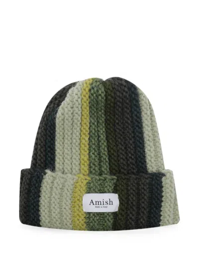 Amish Multi-stripe Chunky-knit Beanie Hat
