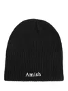Amish Embroidered-logo Beanie In Black
