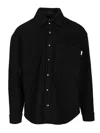Amish Relaxed Fit Wool Blend Overshirt With Classic Collar In Black