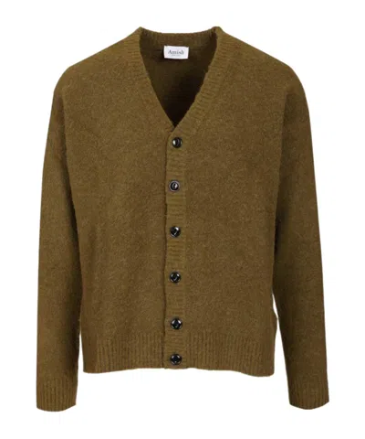Amish Oversized V-neck Cardigan In Green