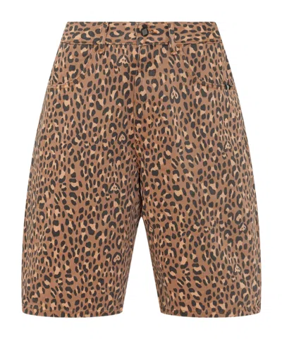 AMISH LEOPARD-PRINT DENIM SHORTS