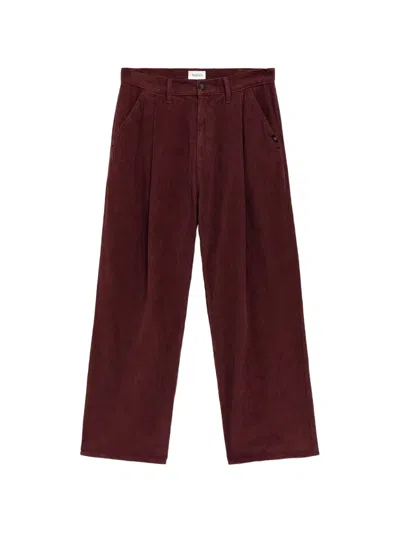 Amish Pleated Corduroy Trousers In Burgundy