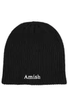 Amish Embroidered-logo Beanie In Black