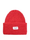 Amish Ribbed Logo-patch Beanie In Red