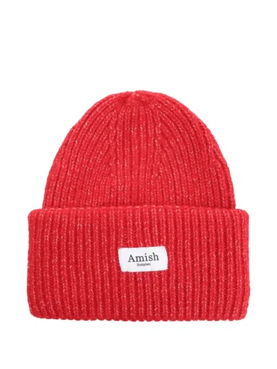 AMISH RIBBED LOGO-PATCH BEANIE