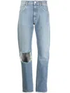 Amish Ripped Slim-cut Denim Jeans In Blue