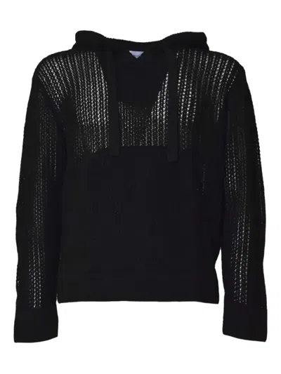 Amish Semi-sheer Hoodie In Black