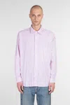 Amish Striped Poplin Shirt In White