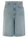 Amish Belt-loop Buttoned Shorts In Blue