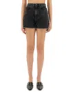 Amish Frayed-edge Denim Shorts In Black