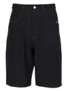 Amish Dark Blue Solid Shorts In Black