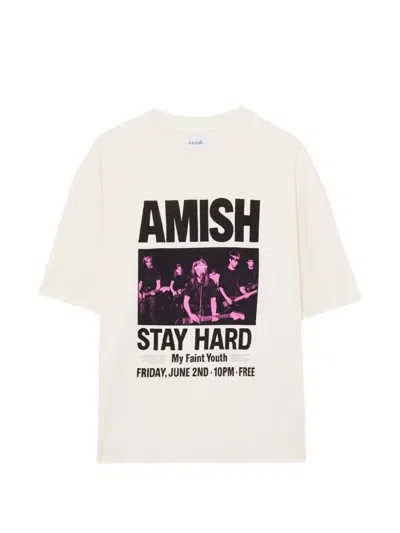 Amish Stay Hard Graphic T-shirt In White