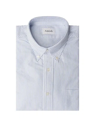 Amish Striped Chest-pocket Shirt In Blue