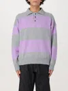 Amish Purple And Gray Striped Viscose Polo Sweater In Violett