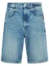 Amish 'tommy' Bermuda Shorts In Light Blue Denim In Blue