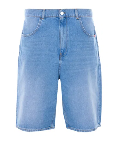 Amish Denim Shorts With Belt Loops In Blue