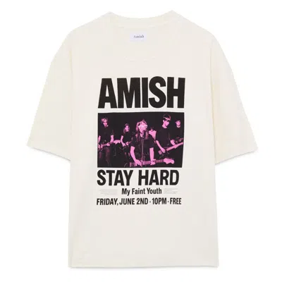 Amish T-shirt  Unisex Crop Jersey Stay Hard Dyed - Ecru In Silver