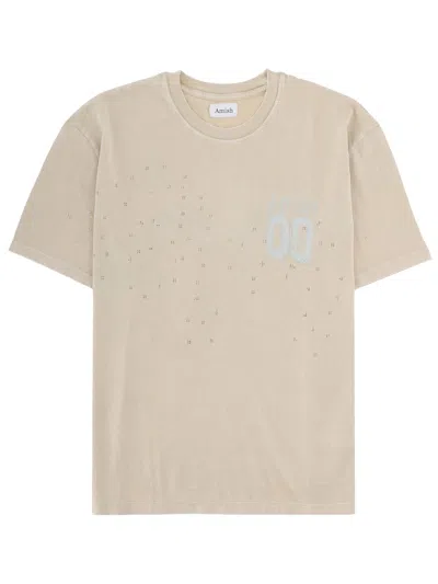 Amish Distressed Logo-print T-shirt In Neutral