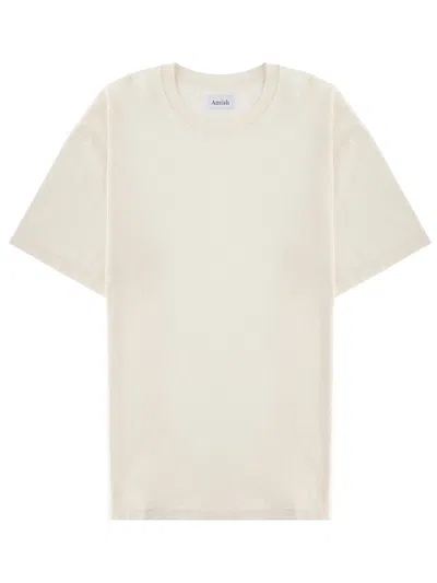 Amish T-shirt Con Micro Logo In White